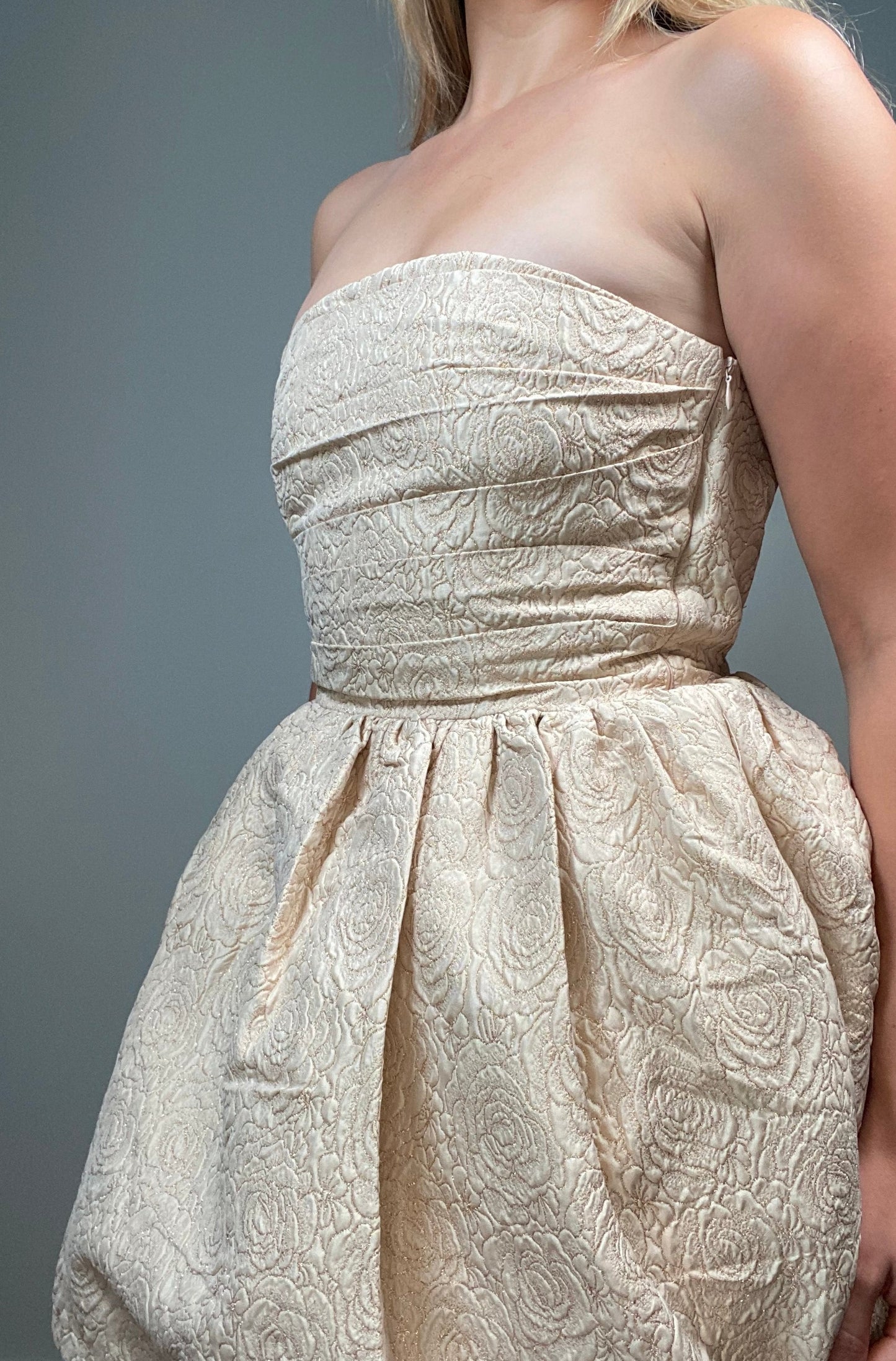 Petals and Pleats Strapless Dress